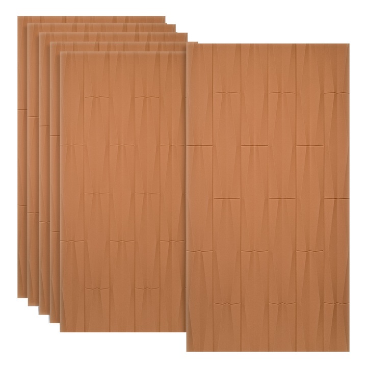 Set 6 x Panou Decorativ 3D, Naimeed D5775, design elegant, PU, 120 x 60 x 2.5 cm, Portocaliu