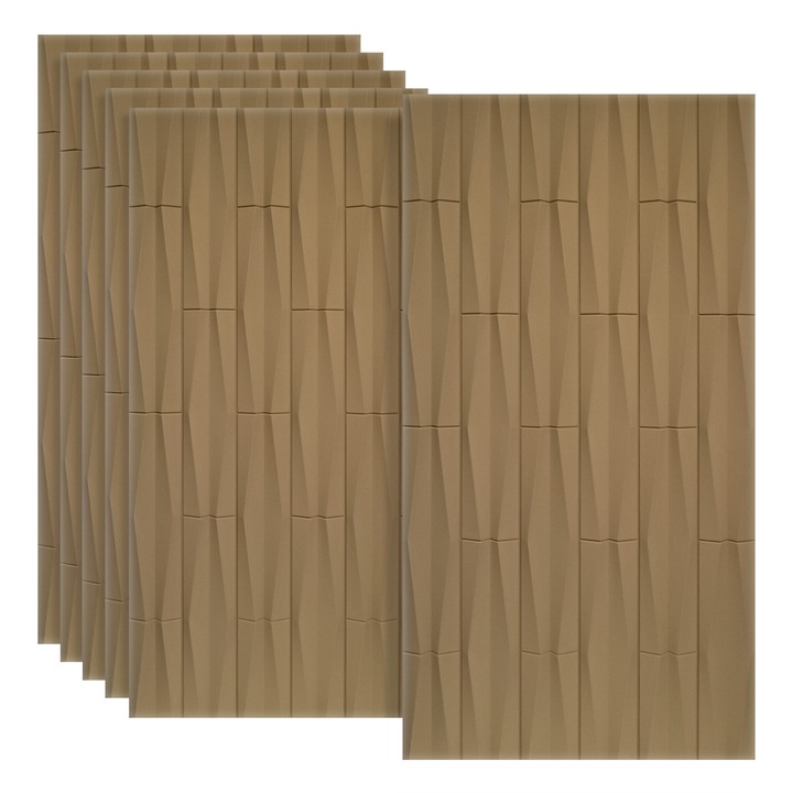 Set 6 x Panou Decorativ 3D, Naimeed D5774, design elegant, PU, 120 x 60 x 2.5 cm, Maro