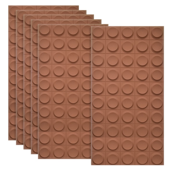 Set 6 x Panou Decorativ 3D, Naimeed D5781, design elegant, PU, 120 x 60 x 2.5 cm, Caramiziu