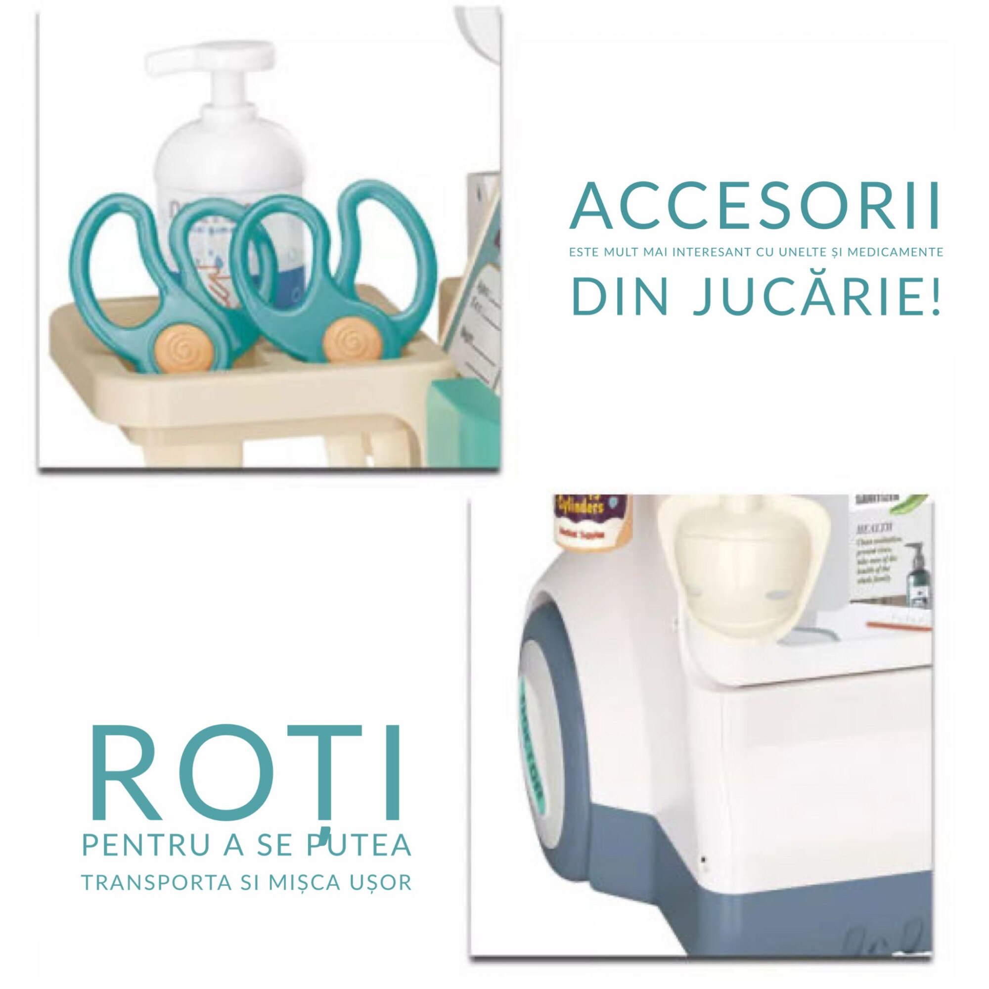 HELIOCAREULTRA-D 2個セット Set de Joaca Doctor, Carucior Medical pentru Copii, cu Sunete