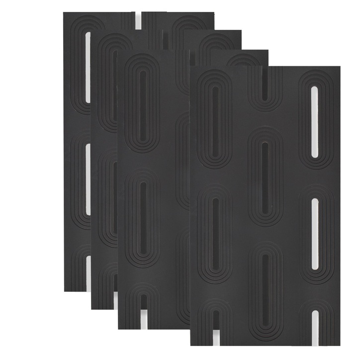 Set 4 x Panou Decorativ 3D, Naimeed D5765, design elegant, PU, 120 x 60 x 3 cm, Negru