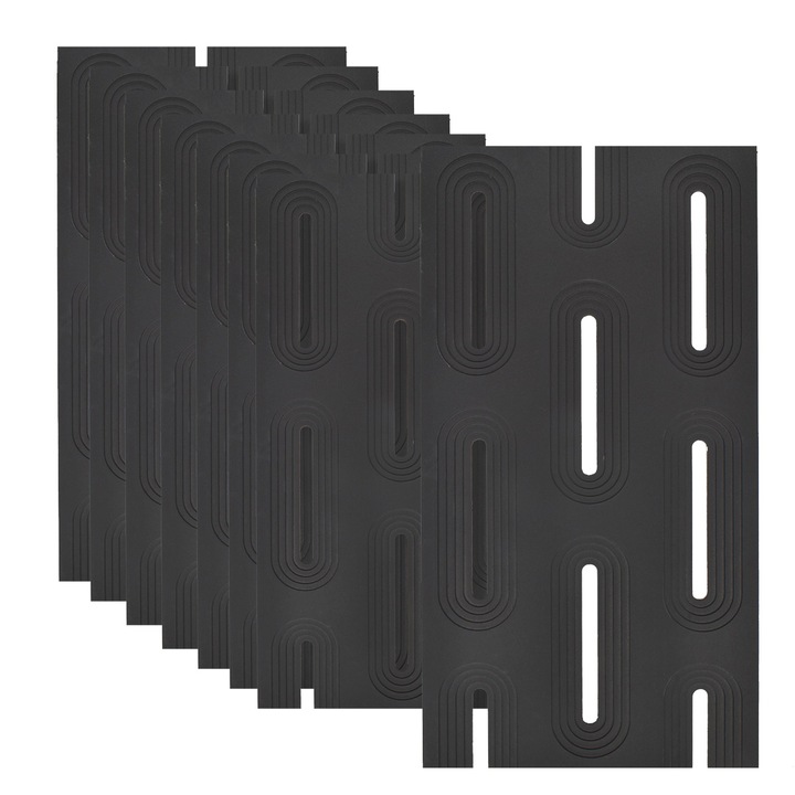 Set 8 x Panou Decorativ 3D, Naimeed D5765, design elegant, PU, 120 x 60 x 3 cm, Negru