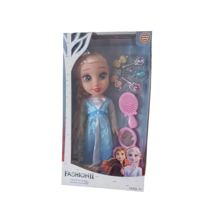 Papusa Elsa cu muzica si lumini, 30 cm, cu accesorii