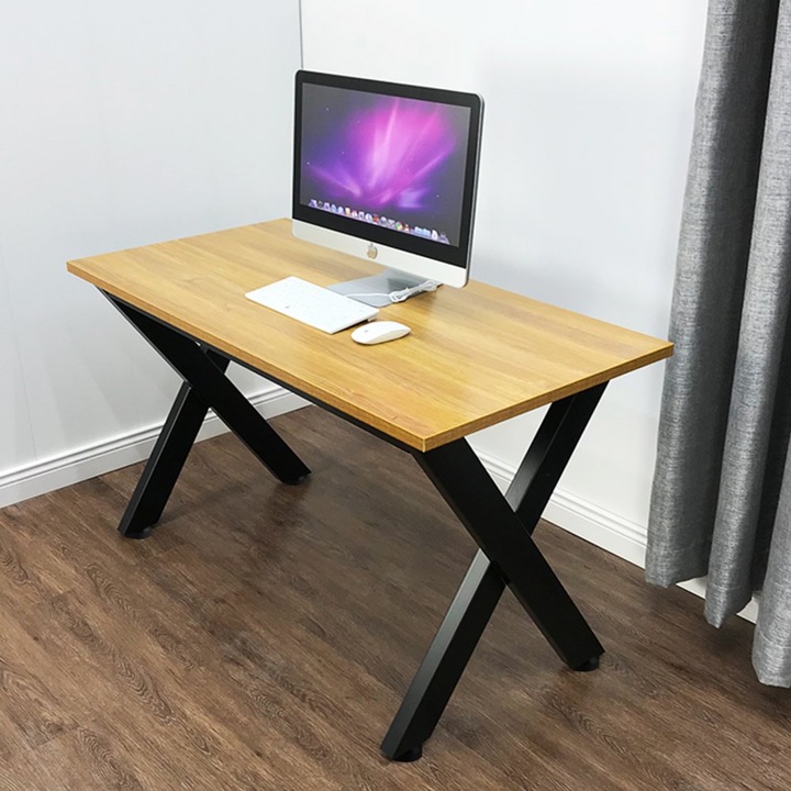 Комплект от 2 метални крака за маса, X-образна форма, стомана, 60 x 72 см, товароносимост 1000 кг, черен