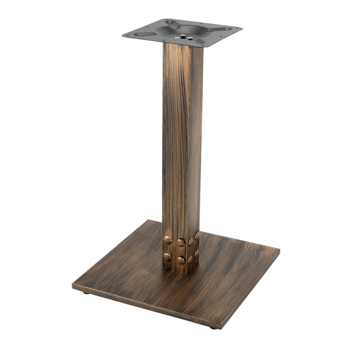 Picior masa metalic RAKI, 45x45xh72cm, baza patrata, aspect vintage bronz antichizat