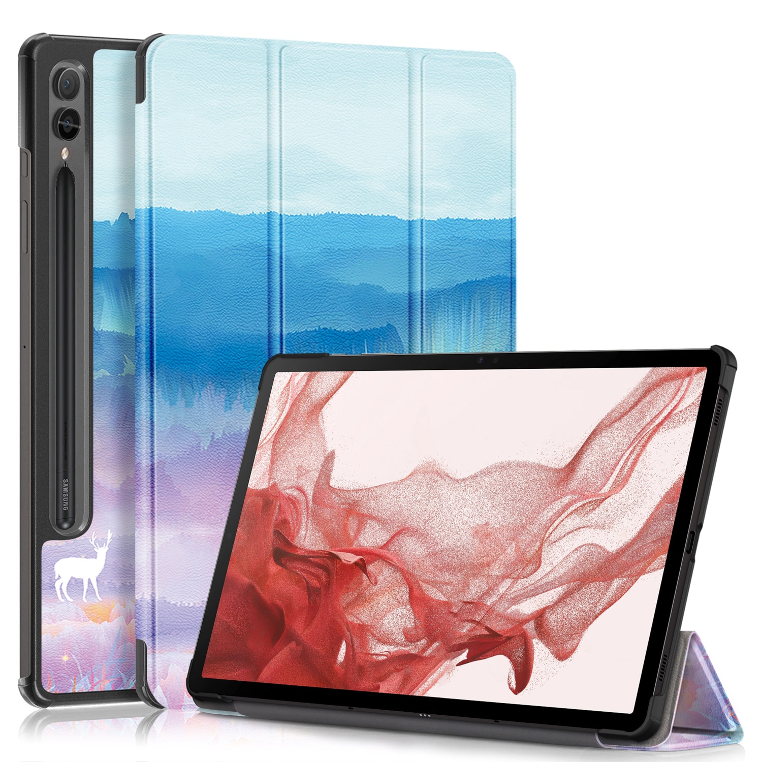 Husa de protectie premium Natty Pell, Compatibila cu Samsung Galaxy Tab S9+/S9 FE Plus - Curcubeu