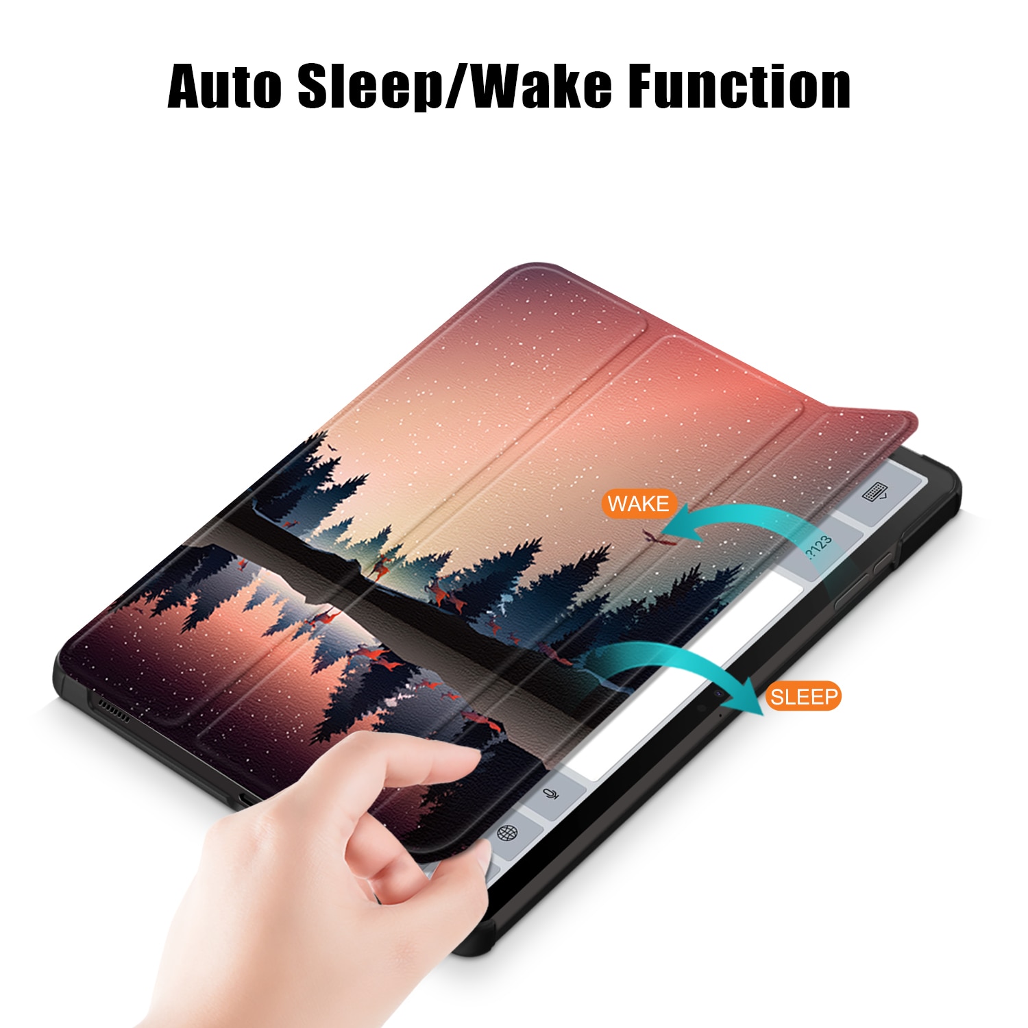 Husa de protectie premium Natty Pell, compatibila cu Samsung Galaxy Tab S9/S9 FE (SM-X710/SM-716B/SM-X718U) - Padure