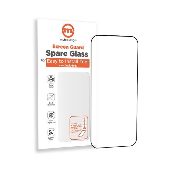 Tartalék üvegfólia a Mobile Origin Orange Screen Guard készülékhez iPhone 15 Pro Black készülékkel kompatibilis tartalék készlet