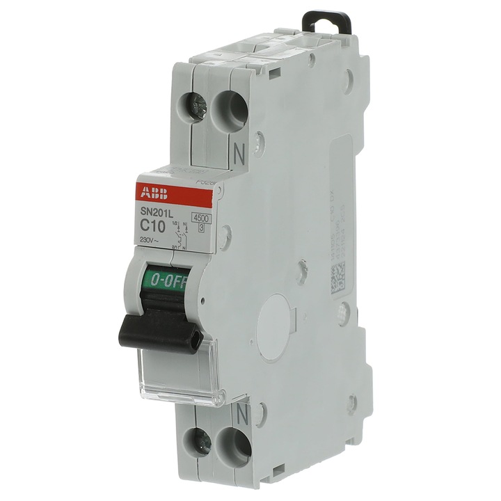 Siguranta electrica automata ABB 2CSS245101R0104, latime 1 modul, 4,5KA, 1P+N, caracteristica C, 10A