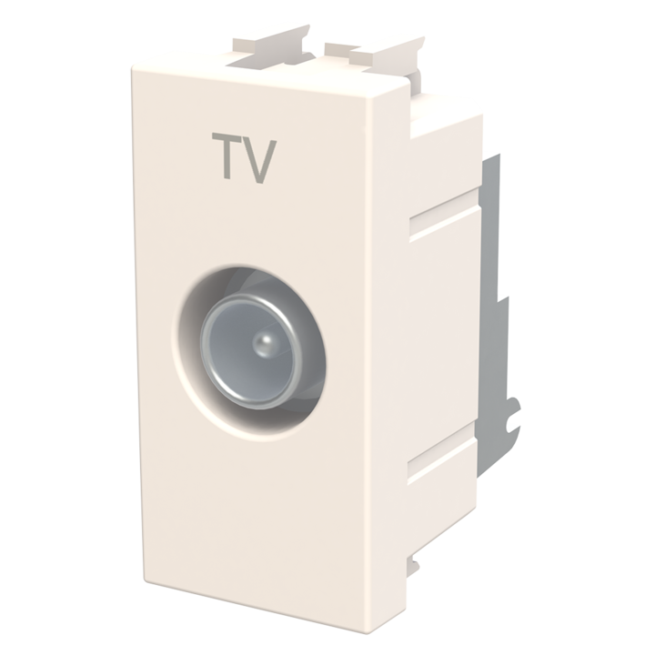 Priza TV de capat ABB Zenit 2CLA215070N1101, 1 modul, Tip Tata 9,52mm, 75Ohm, alba