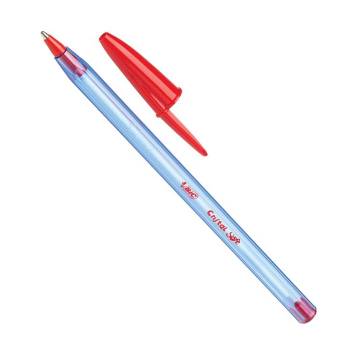 Piros golyóstoll puha kristály kupakkal, Bic