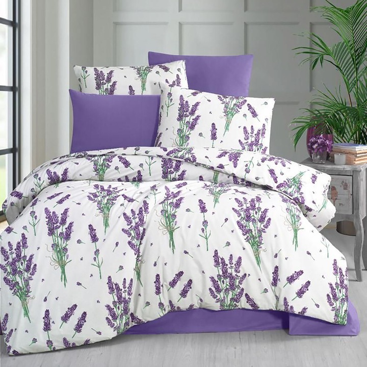 Dupla ágynemű, pamut, 240x260 cm, 4 db, Ralex Pucioasa, RNFN 179 Levendula
