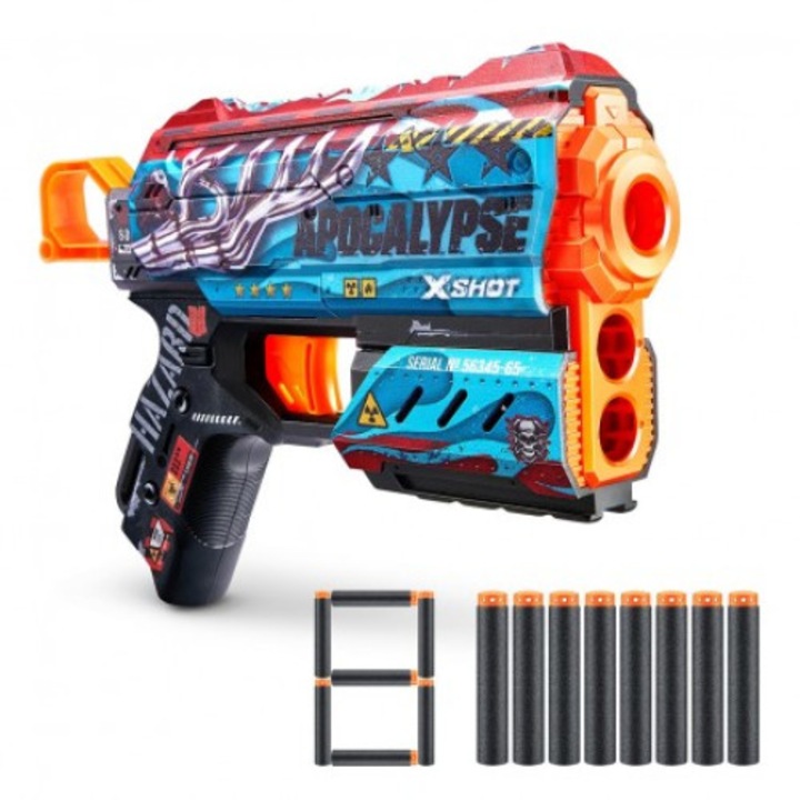 Pistol de jucarie, Blaster X-Shot Skins Flux Gun cu 8 cartuse