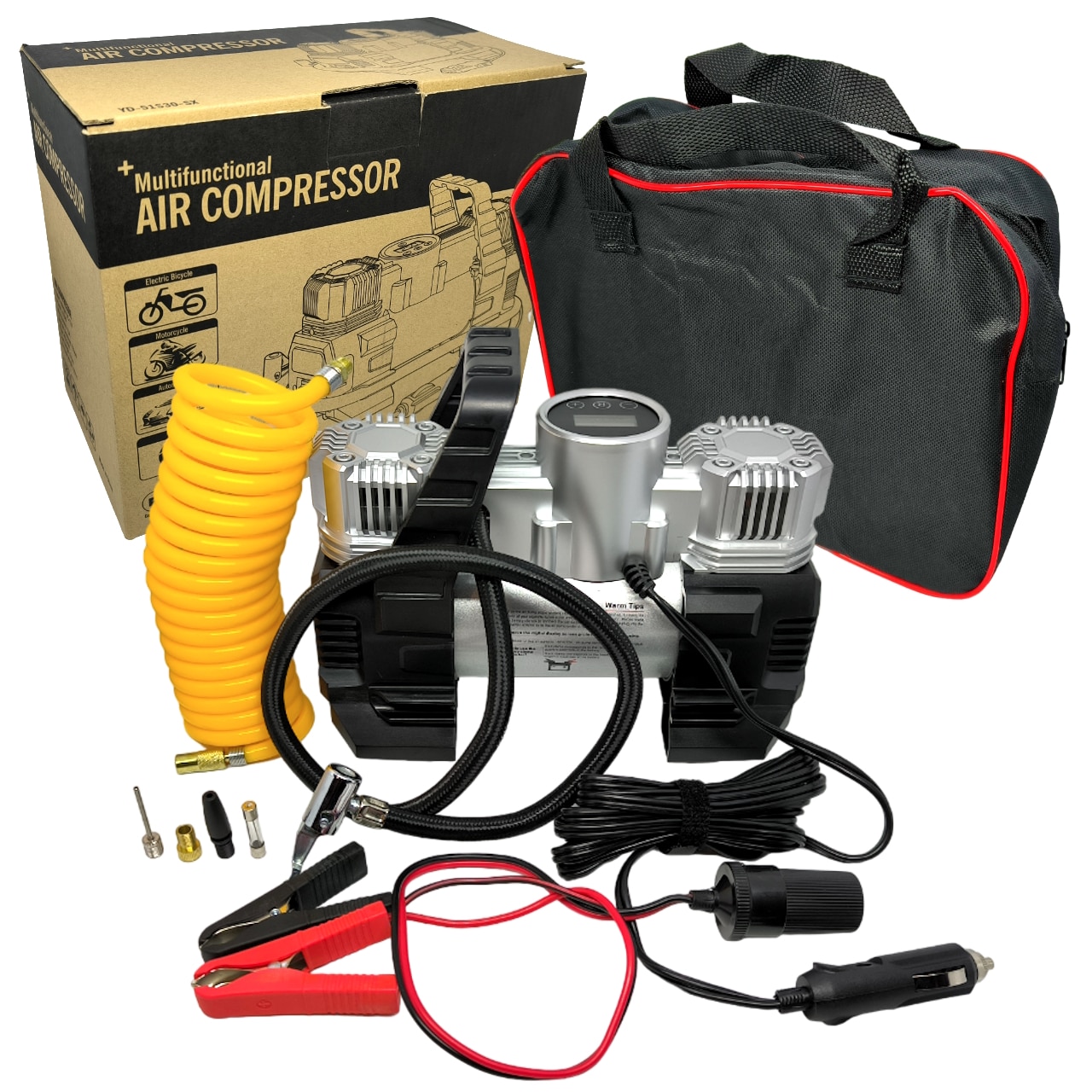 Compresor Auto Umflat Roti cu 2 Cilindri, Display Digital Programabil ...
