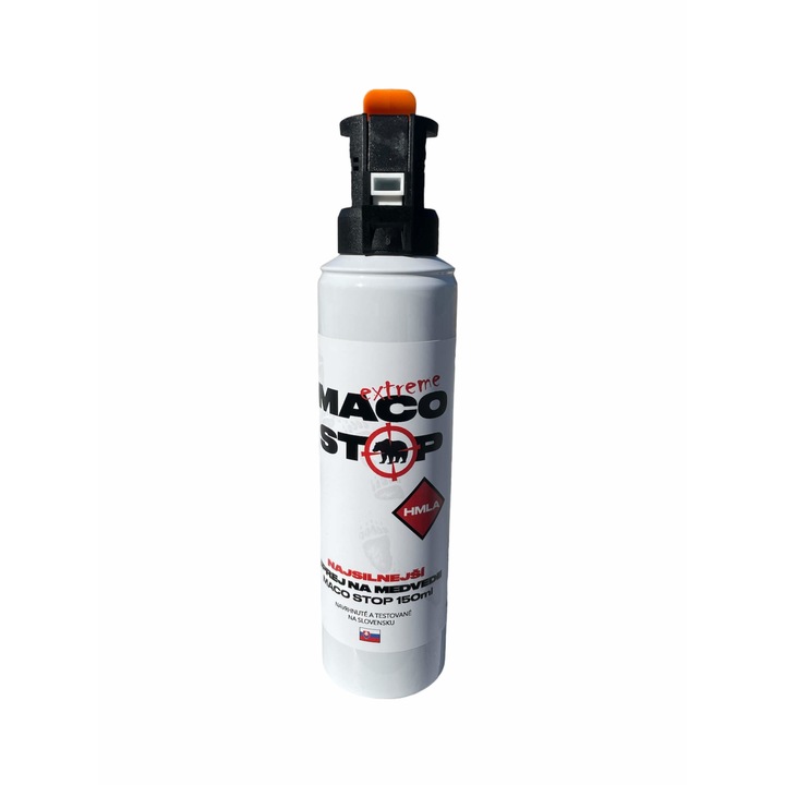 Spray autoaparare impotriva ursilor MACO STOP Extreme - 150 ml OC - Pfefferspray, 9 m raza actiune, nebulozitate compacta, portabil, cu declansator de siguranta