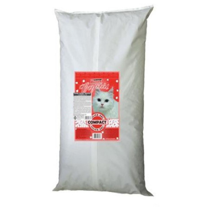 Nisip igienic, Super Benek, Silicon, Crystal Compact, Granulatie fina 0.5-2 mm, Absorbtie inalta de 7.6 L, 13 kg