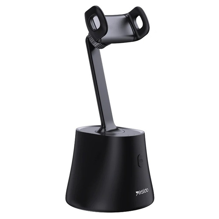 Selfie stick wireless, Face Follow cu rotire 360 de grade, compatibilitate cu tripod, latime maxima telefon 87mm, pentru Livestream, Negru