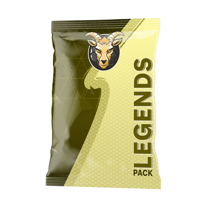 Cardboard Legends csomag, 5 holografikus hatású játékost, 11 kecskét tartalmaz