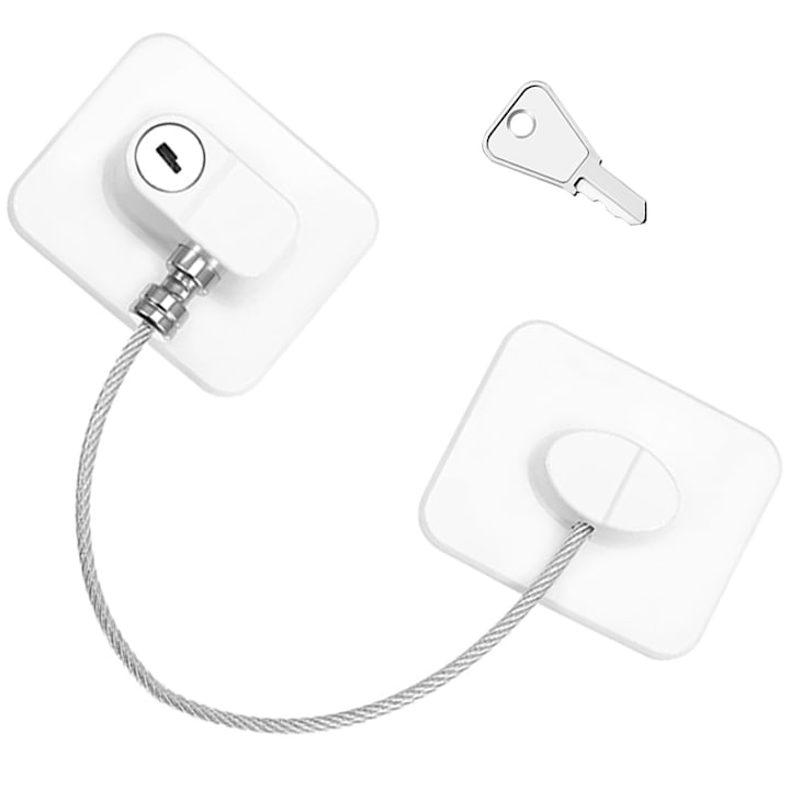 Sistem siguranta pentru geam cu cheie 26 cm, Chucai, Suporta greutatea 100KG, Alb