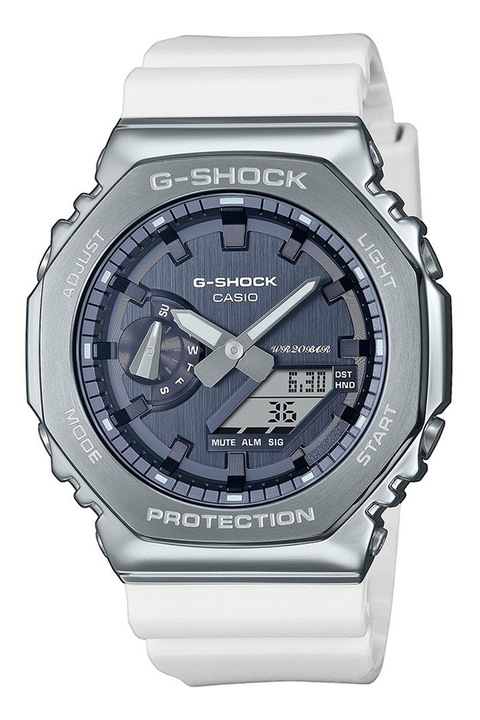Casio, Мултифункционален часовник G-Shock, Сребрист, Бял, Тъмносив