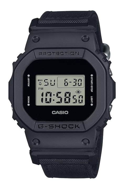 Casio, Дигитален часовник G-Shock с текстилна каишка, Черен