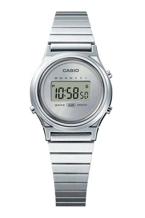 Casio, Електронен часовник с верижка от неръждаема стомана, Сребрист