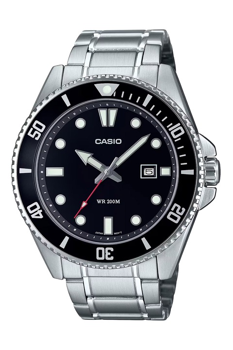 Casio, Часовник с метална верижка, Сребрист, Черен