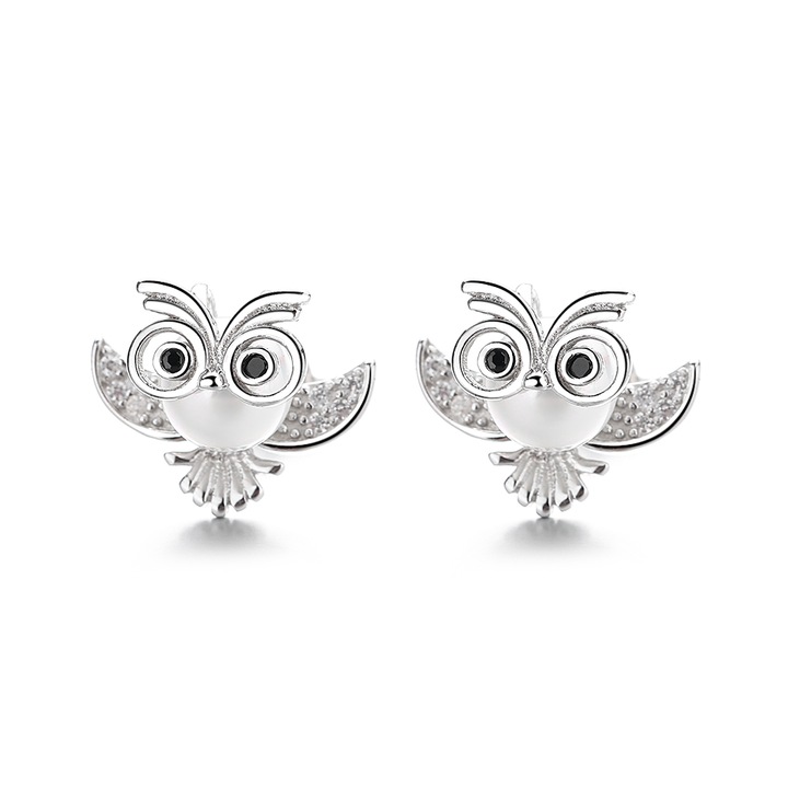 Cercei argint 925 Delis, JW823, model bufnita, placati cu rodiu