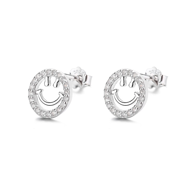 Cercei argint 925 Delis, JW825, model smiley face, placati cu rodiu