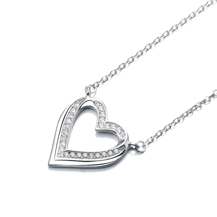 Lantisor argint 925 Delis, JW867, model inima, placat cu rodiu