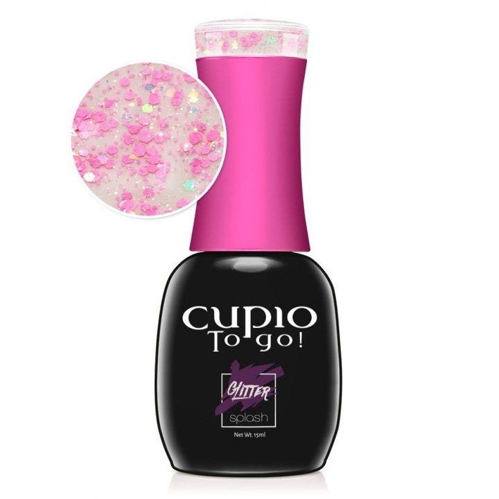 Oja semipermanenta To Go! Glitter Splash - Pink Madness 15 ml, Cupio