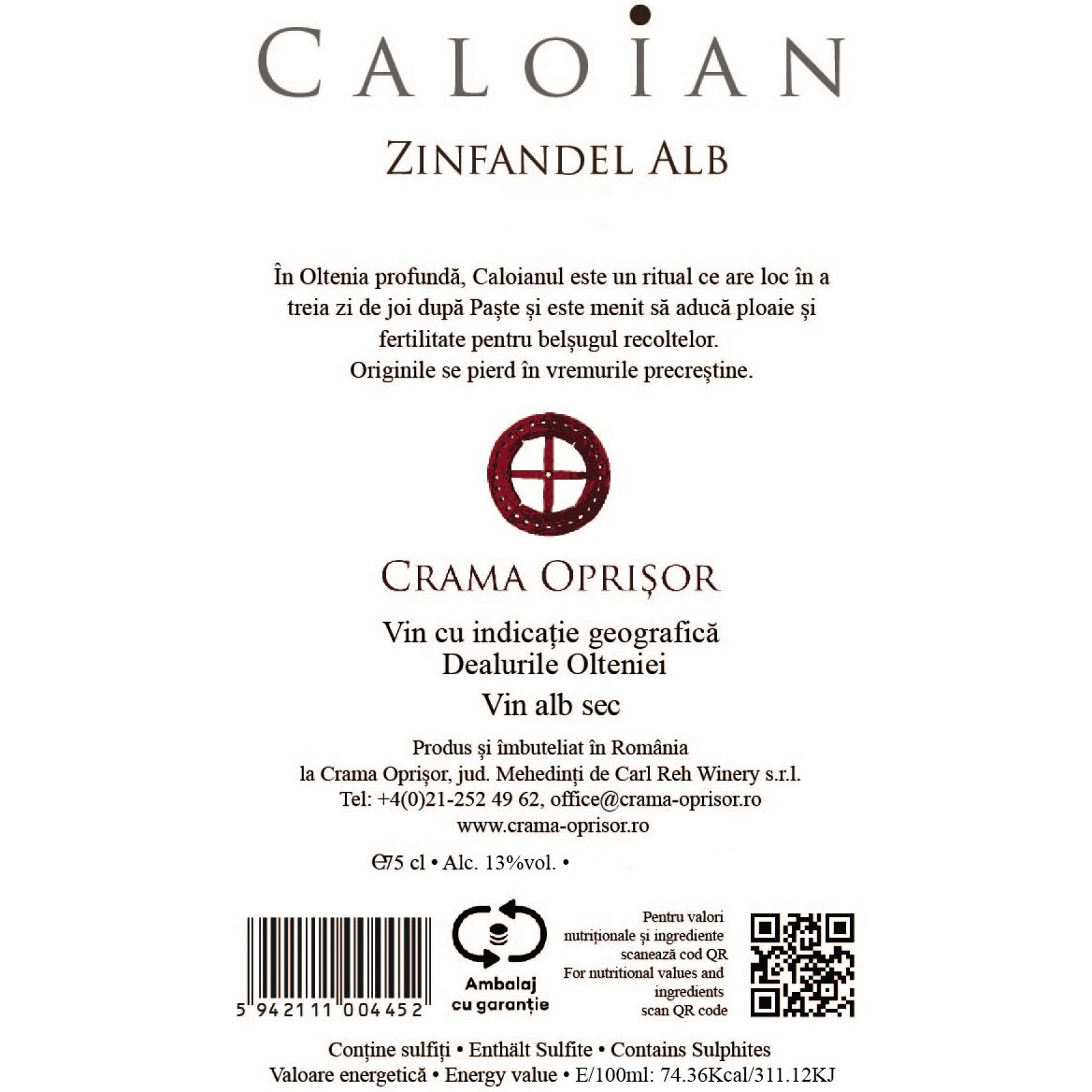 Vin Alb Caloian Zinfandel, Sec, 0.75l - eMAG.ro