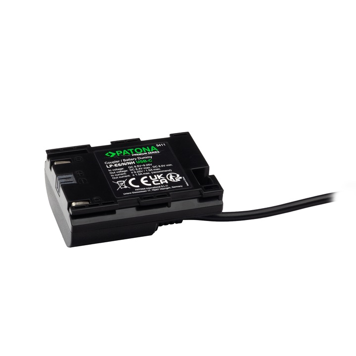 Patona Premium USB-C tápadapter VP-DRE6 Canon XC10 EOS R EOS 80D 7D 70D 6D készülékhez
