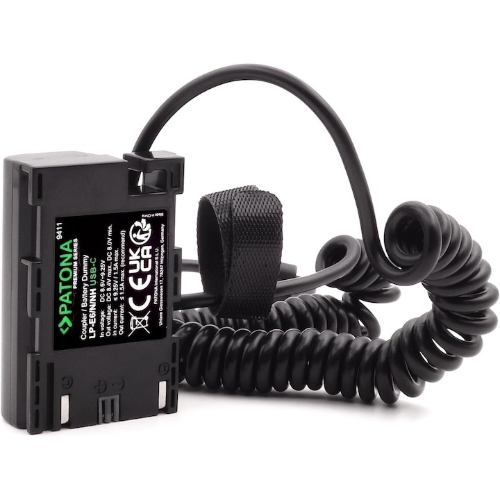 Adaptor alimentare USB-C Patona Premium VP-DRE6 pentru Canon XC10 EOS R EOS 80D 7D 70D 6D