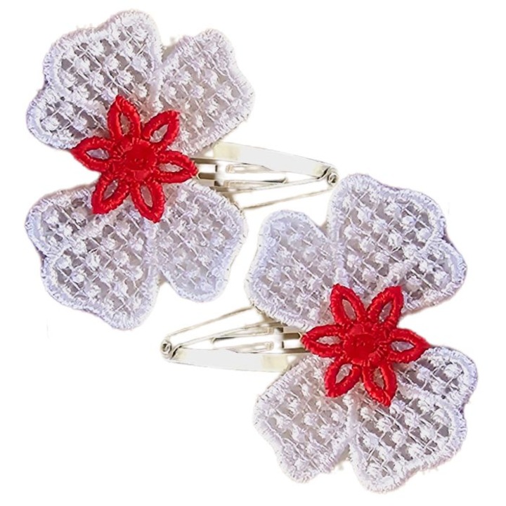 Set 2 Clame Brodate Happy White Touch, Ariale, multicolor