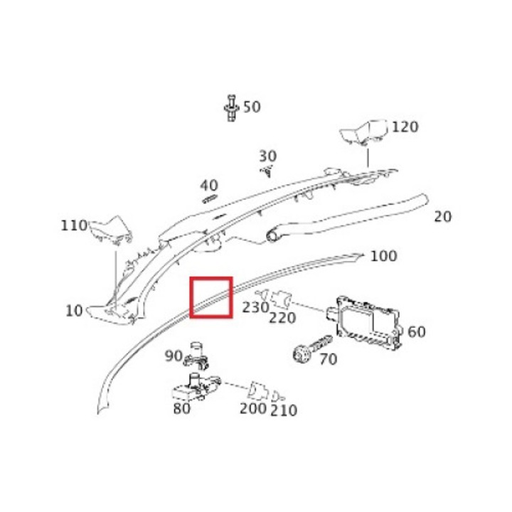 Szélvédő tömítés, Mercedes, CLS W219, Fekete