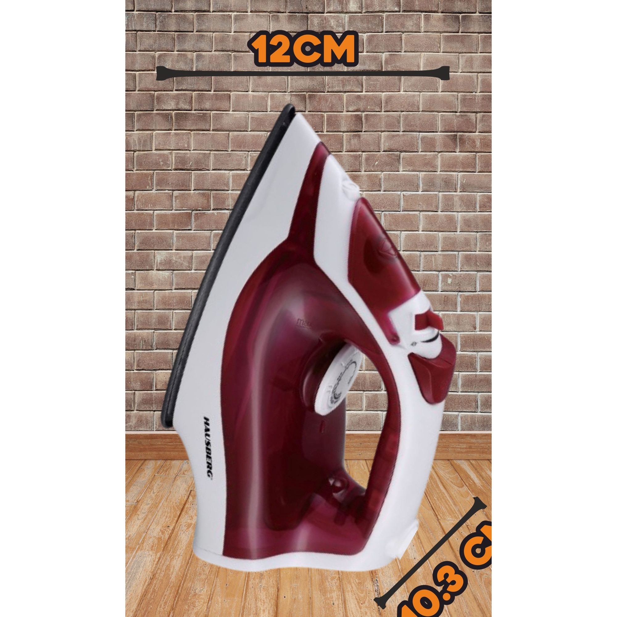 Fier de calcat Hausberg HB-7850RS, 1300W, talpa invelis ceramic, abur vertical, calcare uscata, autocuratare, pulverizare, rezervor 130ml, Rosu