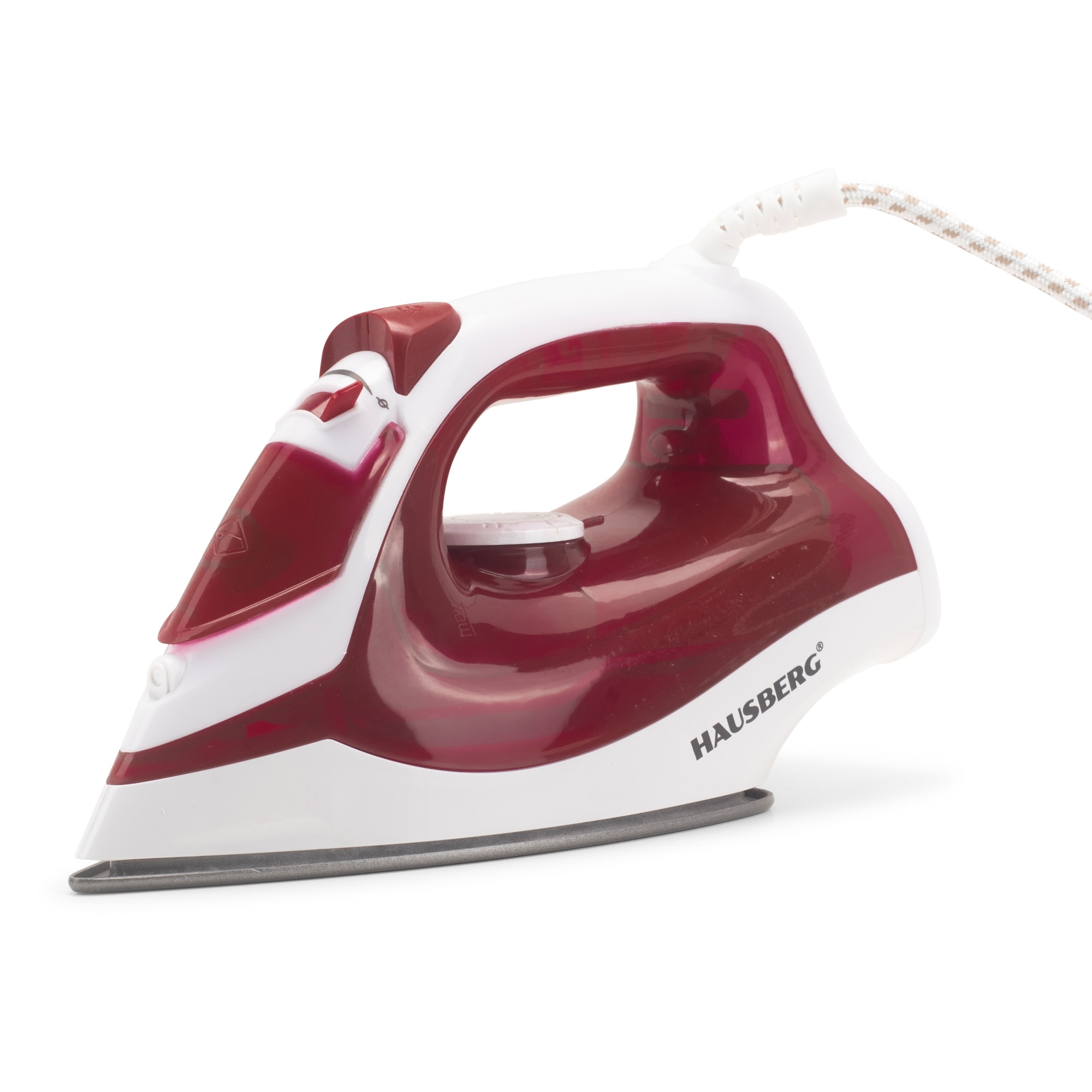 Fier de calcat Hausberg HB-7850RS, 1300W, talpa invelis ceramic, abur vertical, calcare uscata, autocuratare, pulverizare, rezervor 130ml, Rosu