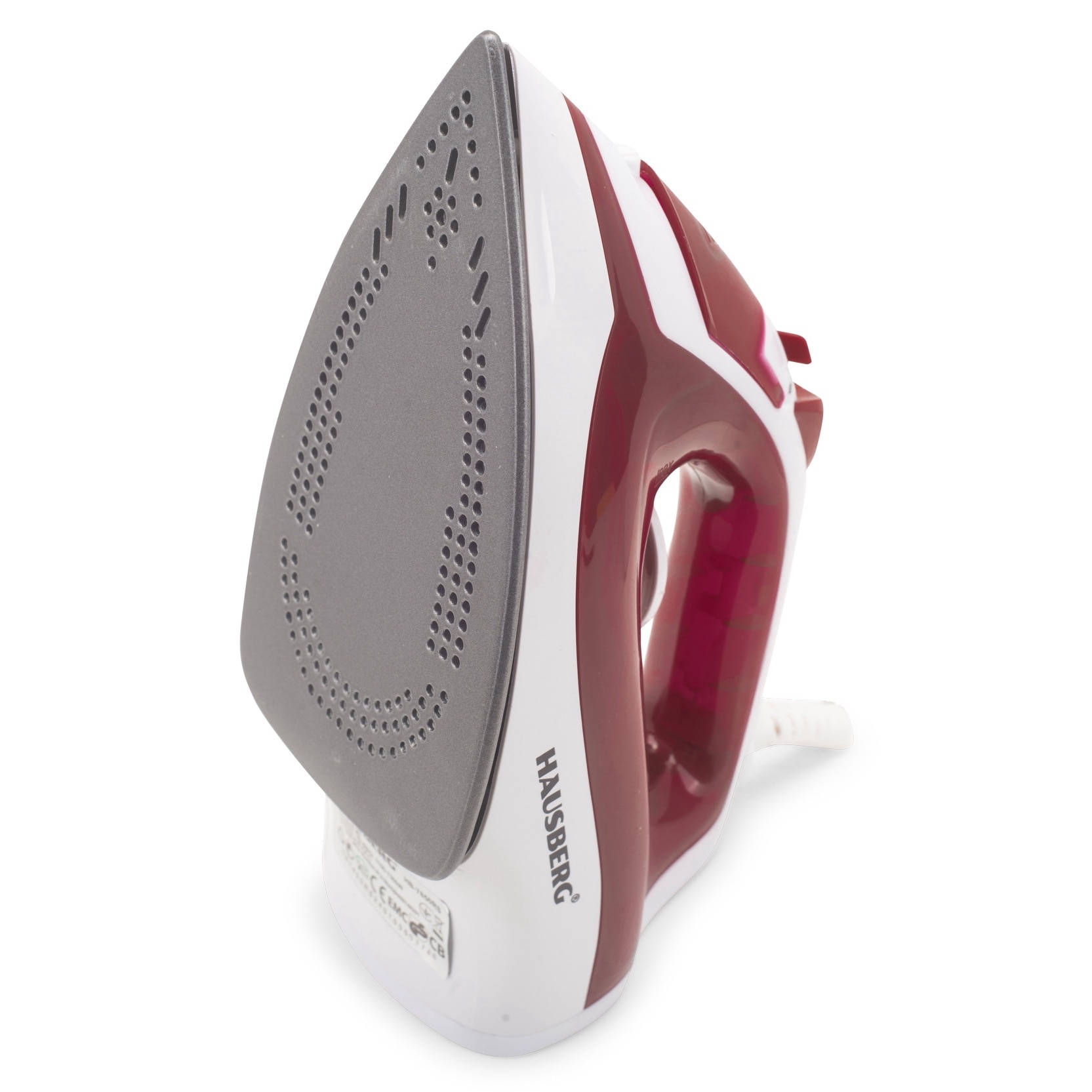 Fier de calcat Hausberg HB-7850RS, 1300W, talpa invelis ceramic, abur vertical, calcare uscata, autocuratare, pulverizare, rezervor 130ml, Rosu