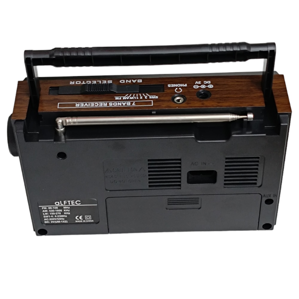 Radio portabil model retro cu acumulator intern si baterii, AM/FM/LW/SW ...