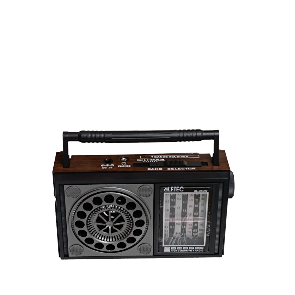 Radio portabil model retro cu acumulator intern si baterii, AM/FM/LW/SW ...