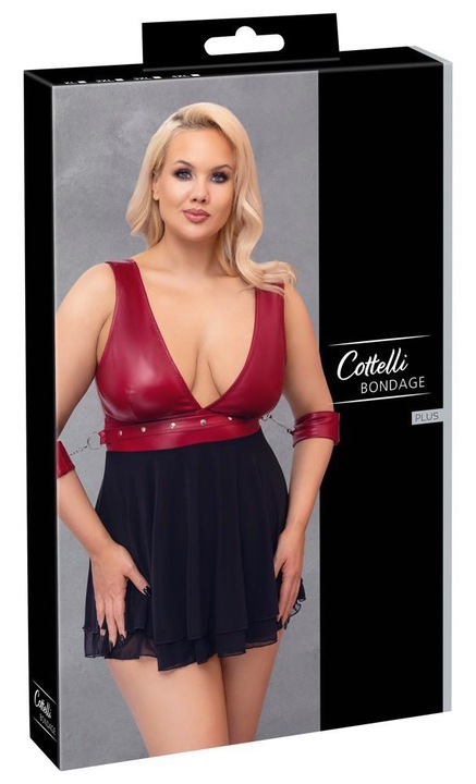 Cottelli Bondage Plus szexi fehérnemű, poliészter/spandex/poliamid, piros/fekete, 2XL