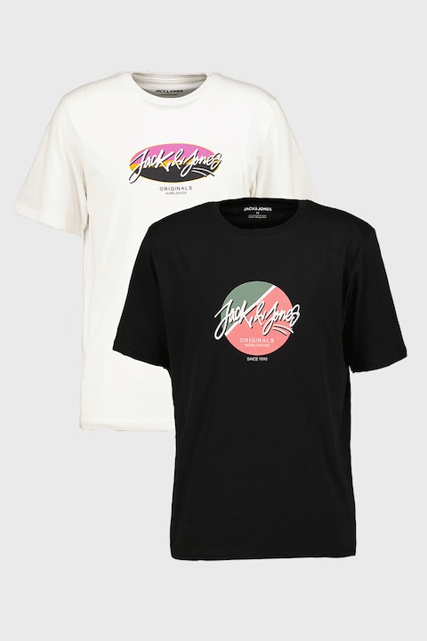 Jack & Jones, Тениски Tampa на лога - 2 броя, Бял/Корал/Черен