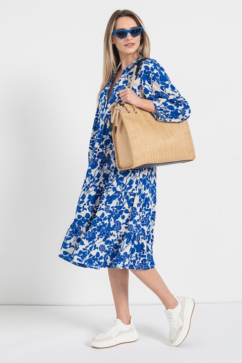Only, Mintás bővülő ruha, Fehér/Királykék