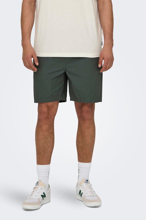 Only & Sons, Pantaloni scurti cu buzunare oblice Tel, Verde inchis