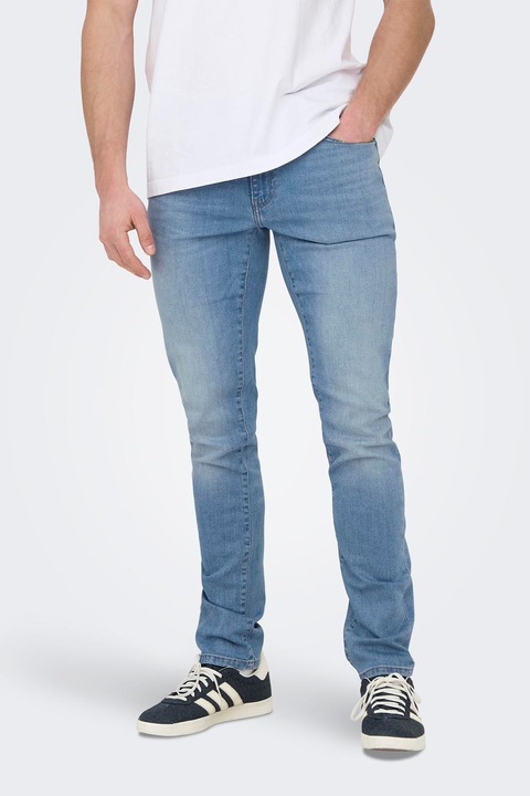 Only & Sons, Loom alacsony derekú slim fit farmernadrág, Világoskék