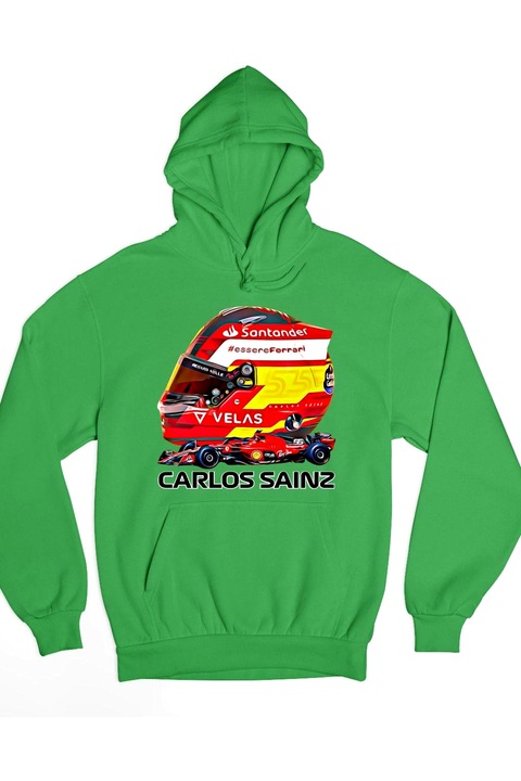 Carlos Sainz formula 1 kapucnis pulóver, Zöld