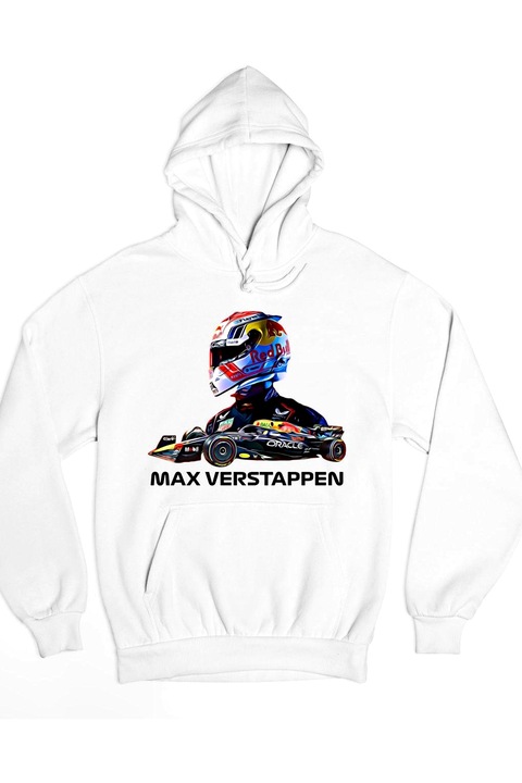 Max Verstappen formula 1 kapucnis pulóver, Fehér