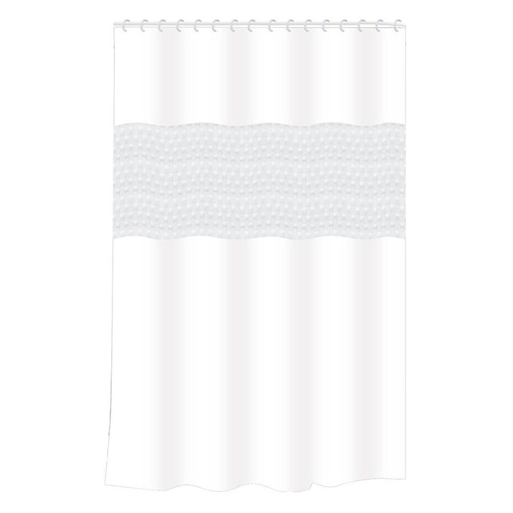 Perdeau de dus, Sundiguer, PEVA, 180x200 cm, Alb