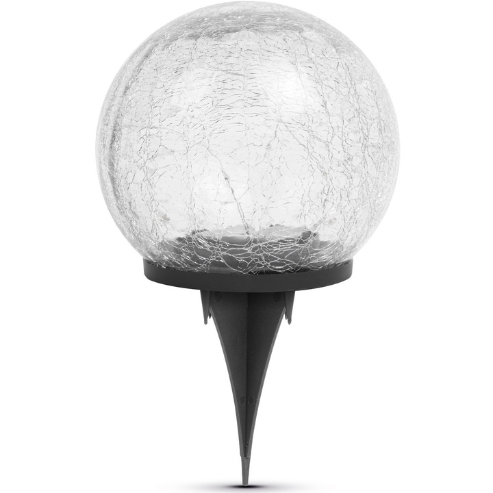 Соларна лампа LED Garden of Eden Sphere, Стъкло, 10 светодиода, Батерия 1.2 V Ni-MH AAA, 200 mAh, IP44, 10 см